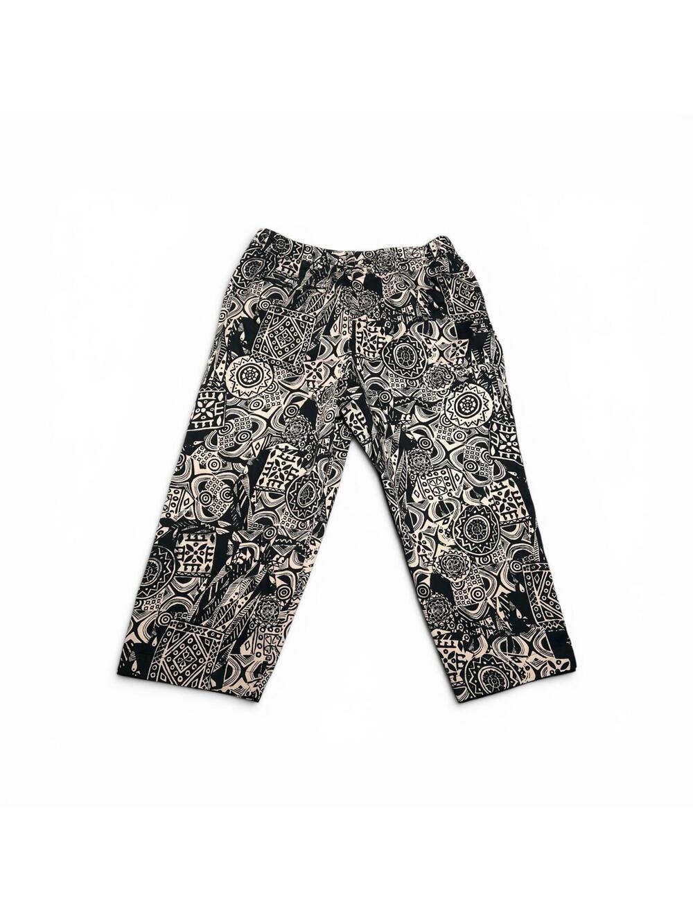 Vintage Chico's Design Black and Beige Patterned Cropped Pants
